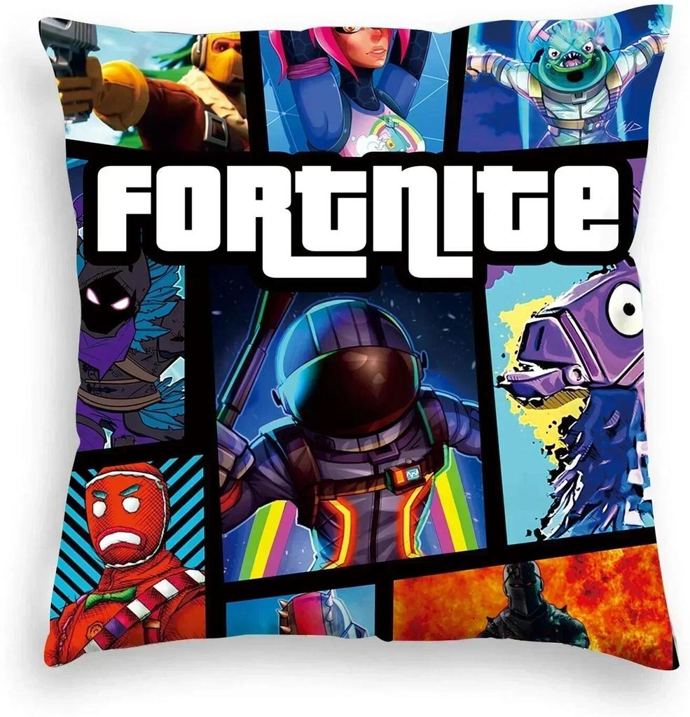 Fortnite Cushion Cover Plush Anime Pillowcase Plush Pillow Cases Home Decoration Pillow Cover for Sofa Bed Chair Living Room