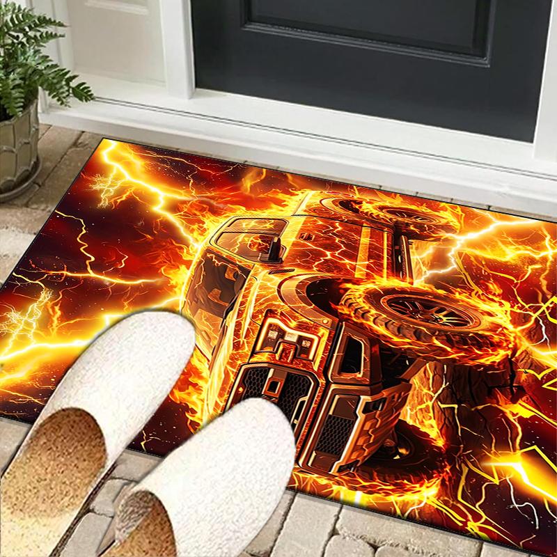 Nighttime Truck Drive Office Rug Chair Mat, Game Carpet, Suitable for Front Door, Bedroom, Living Room, Desk, Holiday Gift