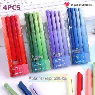 Gradient Morandi Retro Ballpoint Pen - High Appearance Journaling & Exam Pen, Fruit Series, Black.
