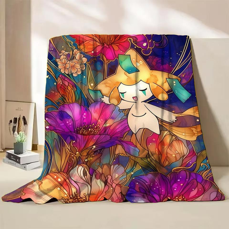Pokemon Jirachi Cartoon Flannel Fluffy Blanket for Home Bedroom Bed Sofa Office Children Cover Adult Soft Blanket Baby Cute Gift