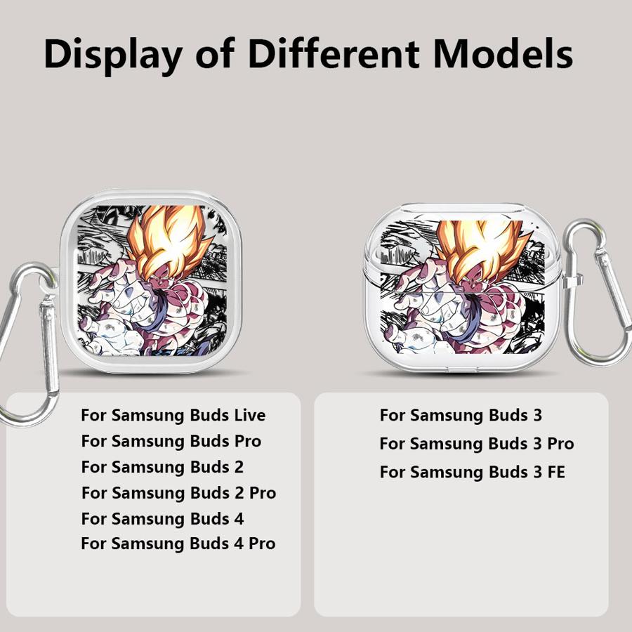 D-ragonS B-allSs GokuS Case For Samsung Galaxy Buds 2Pro 2 Live 4 Pro 4Pro 3 FE 3Pro Clear Earphone Cases Cover With Hook