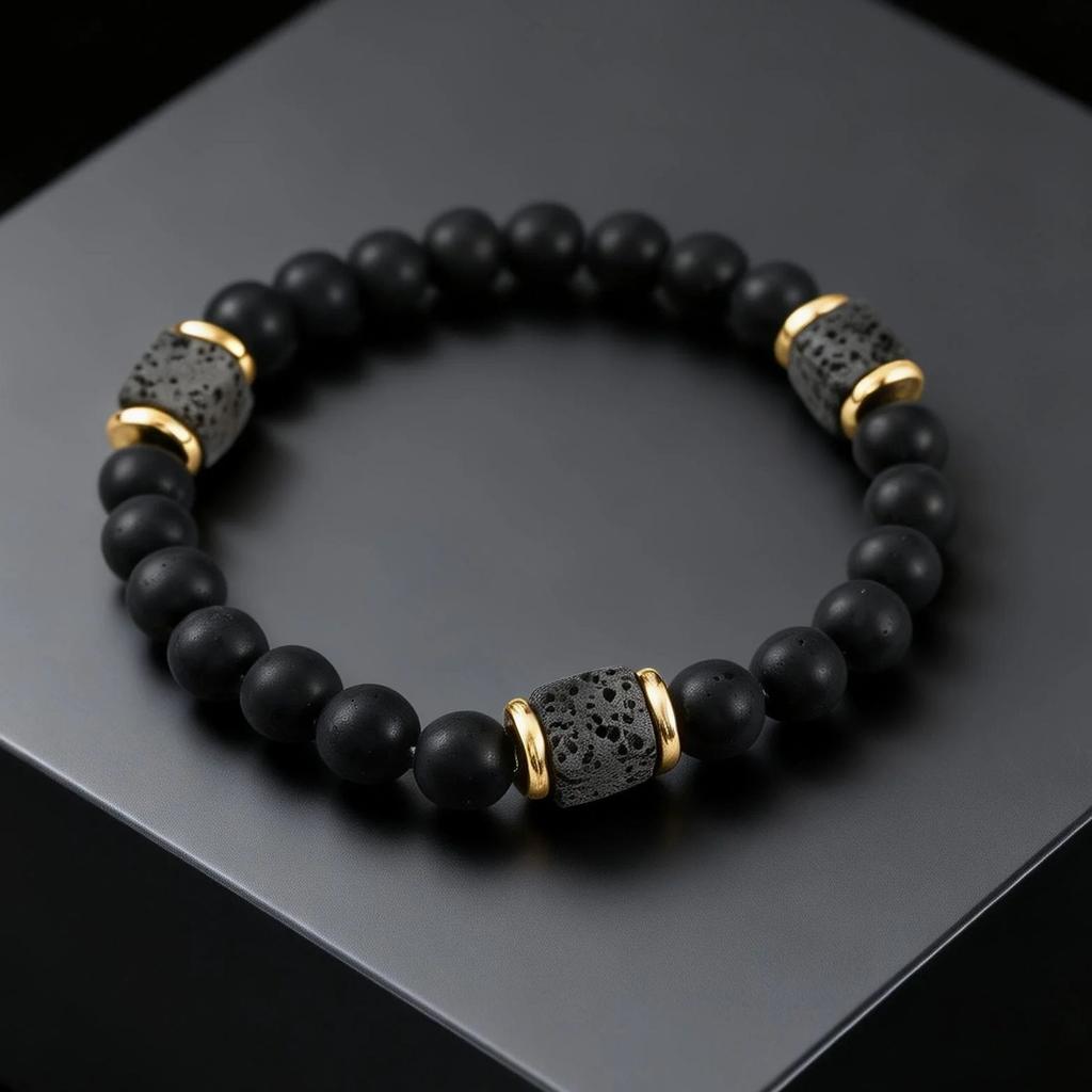 Unique Square Lava Stone Natural Agate Beads Bracelets for Men, Natural Stone Beaded Chain Bracelet, Fashion Jewelry Gifts