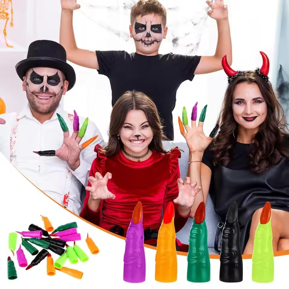 Halloween Witch Finger Prosthetics Witch Finger Cover Halloween Costume Accessories Fake Nail Props Spooky False Fingers Party