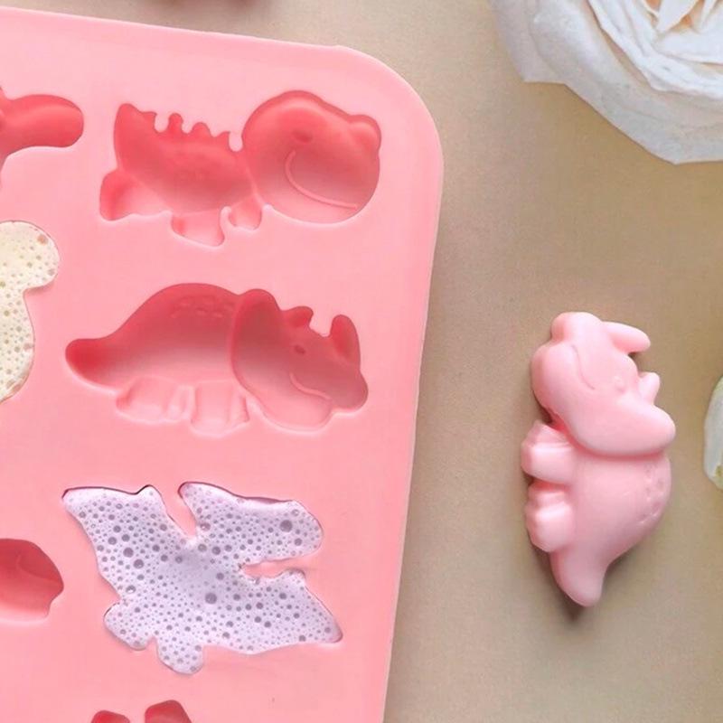 12-Hole Dinosaur Silicone Mold for Candy, Chocolate, Jelly, Ice Cubes, Mousse, and Cake Making