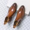 Fashion Fashion Classic Mens Ankle Boots Handmade Soft Leather Chelsea Boots Slip on Business High Top Shoes New Design Male Dress Botas