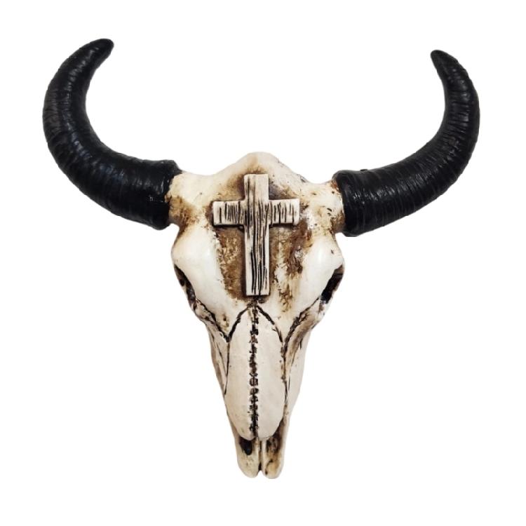 Miniature Cow Skull Resin Statue Elegant Animal Head Ornament Perfect for Shelf and Desktop Display