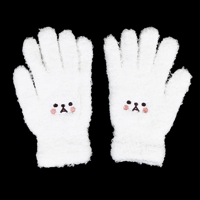 1-2pair Adorable Gloves Portable Winter Gloves Cute Soft Fluffy Plush Winter Gloves Cartoon Bear Winter Warm Full Finger Gloves