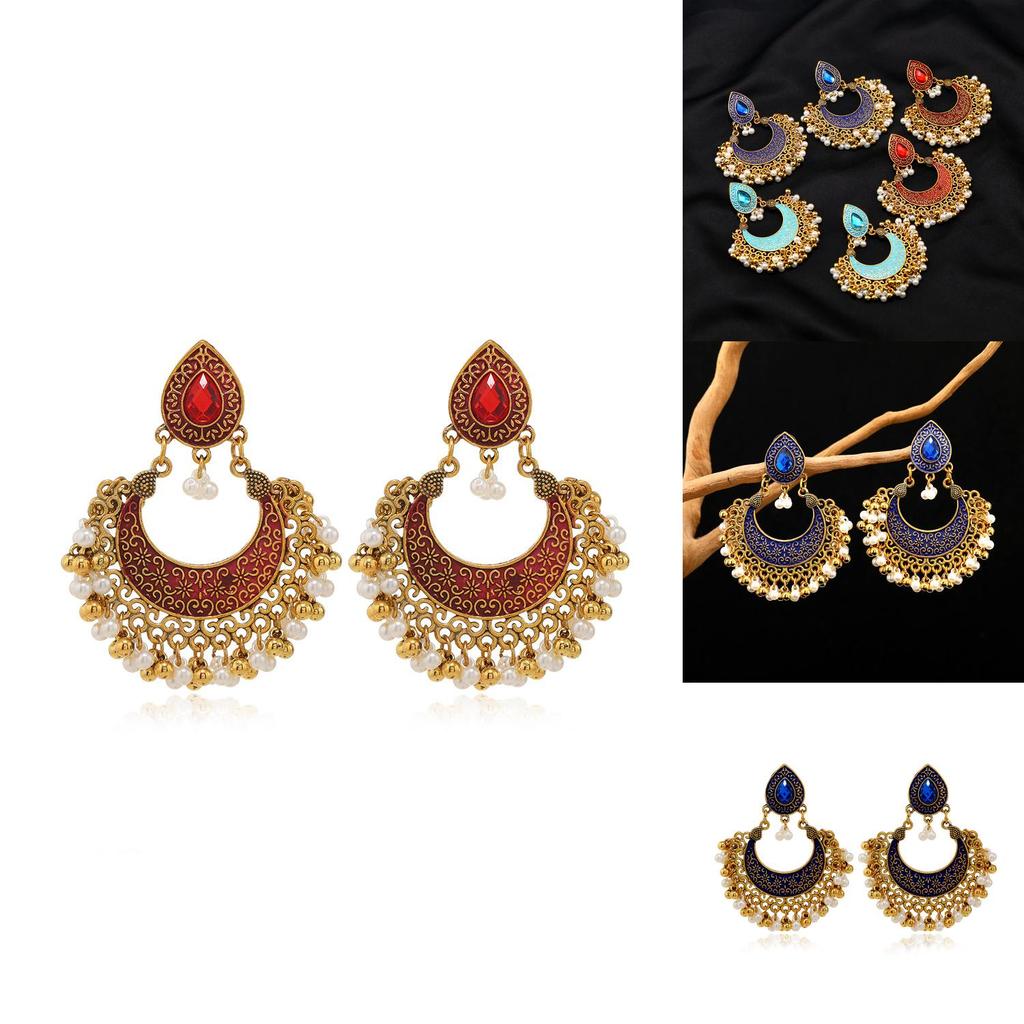 Vintage Indian Inspired Tassel Earrings With Electroplated Finish For Ladies