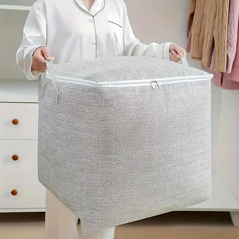 Rectangle Large Capacity Storage Bag, Multipurpose Closet Organizer for Bedding, Comforter, Blankets, Clothes and Toys