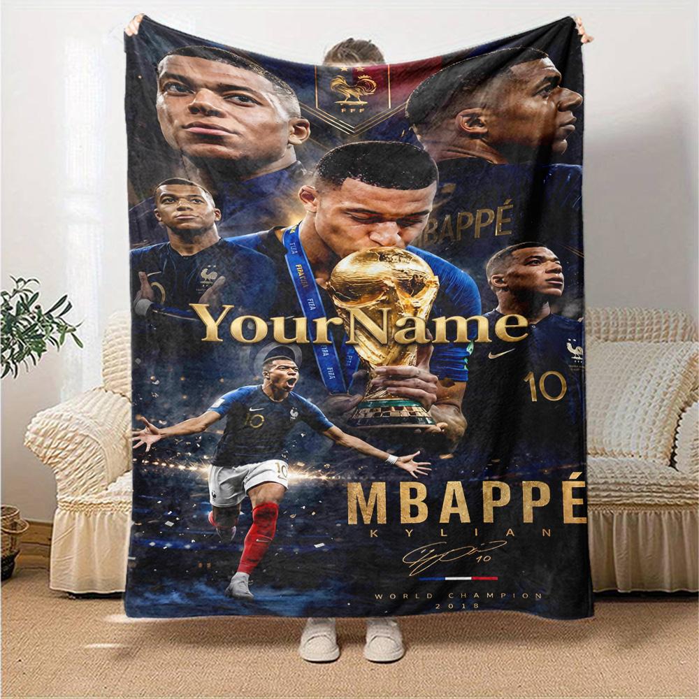 Mbappe Personalized Text Blanket Multi-purpose Customizable Blanket Soft & Cozy Perfect for Home Decor Picnics Seaside Bedding for All Occasions
