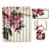 Painted Flowers Bathroom Shower Curtain Floor Mat Toilet Cover Foot Mat Four-Piece Pattern Size Fixed Zhi