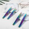 Stainless Steel 4pcs Eyebrow Clip Set with Colorful Titanium Plating Eyebrow Clip for Trimming and Hair Removal Beauty Tool