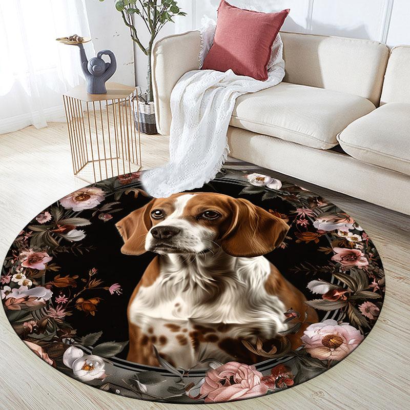 Beagle pattern round rug,Carpet Rug for Living Room Bedroom Playroom ,Non-slip Floor Mat,Holiday Gifts and Birthday Gifts. 80cmx80cm