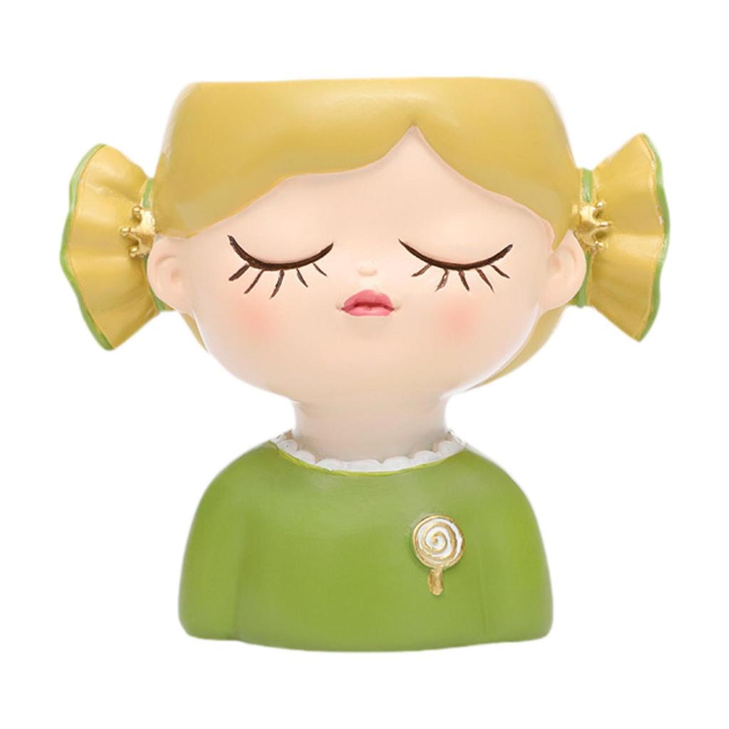 Resin Statue Decors Figurine Sculpture Organizer Indoor Plants Girl Flower Pot for Kitchen Table Centerpiece Desk Garden Home