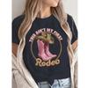 T-shirt da Donna Cowgirl Moda Estiva Borsa da Ragazza Stampata Maglietta da Donna Casual Manica Corta Abbigliamento Femminile Top Tee Maglietta Bianca