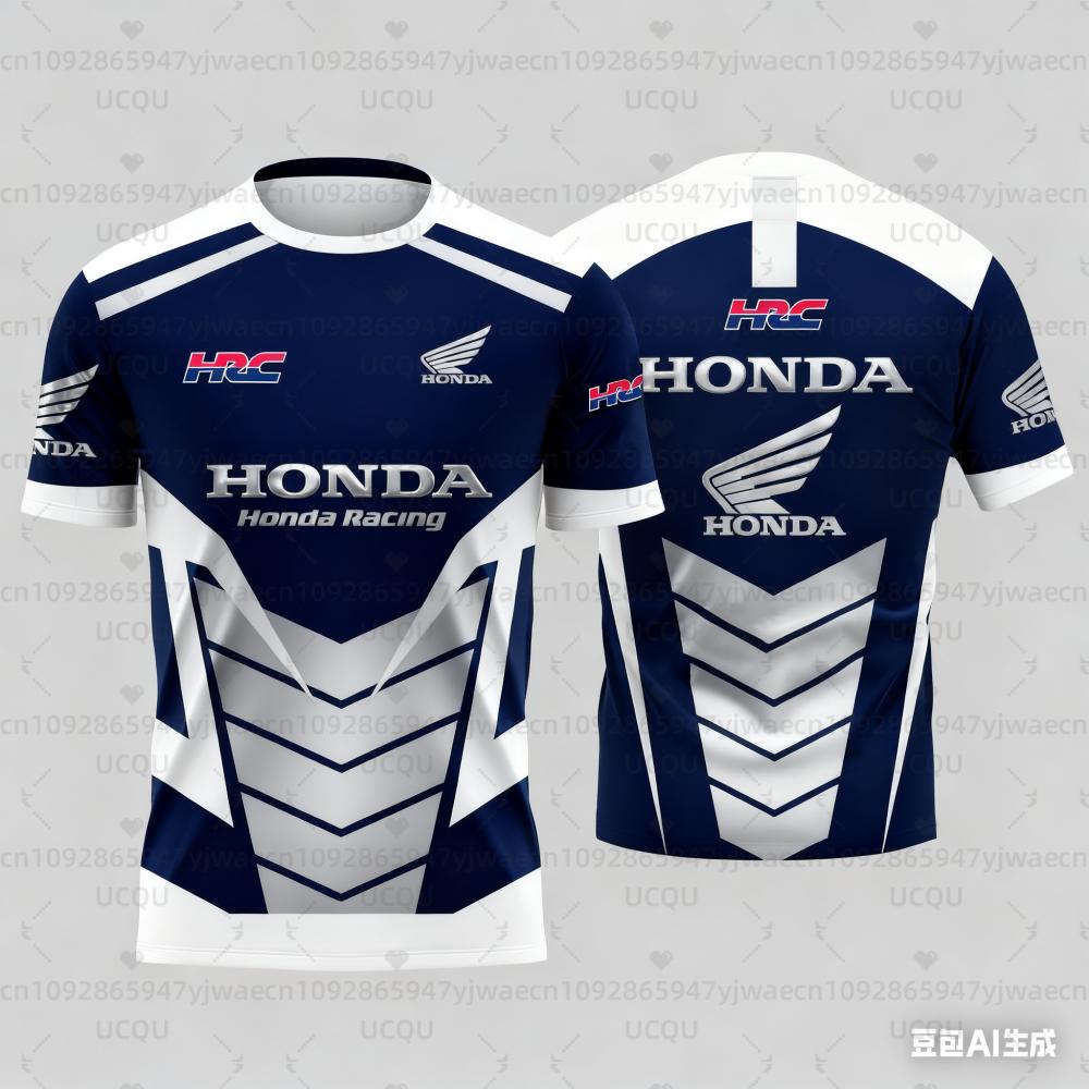 ETST0012 Honda Quick Dry Racing Heren Geometrisch 3D Print Motorrijder Jersey Sportkleding Korte Mouw Lichtgewicht Buiten T-shirt 2XL