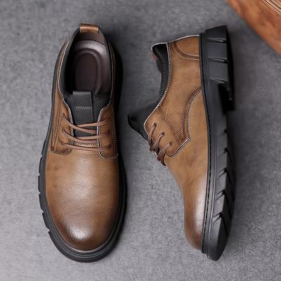 Herrenschuhe Frühlingstrend neue Business Casual Big Head Lederschuhe Herren Plateau Werkzeugschuhe Arbeitsschuhe