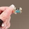 Women Brooch Sparkling Rhinestones Blue Shell Small Crab Shape Lapel Pin Suits Coats Bags Scarves Badge Versatile Accessory