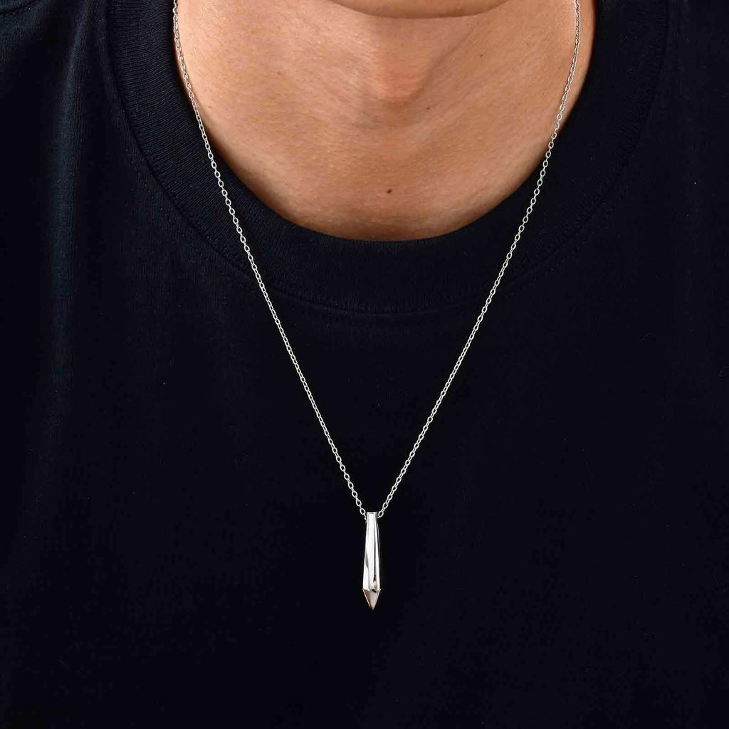 Vnox Stainless Steel Bullet Pendant Necklace for Men Boys, Adjustable O Chain Minimalist Jewelry, 32*7.3mm Bullet Head Necklaces