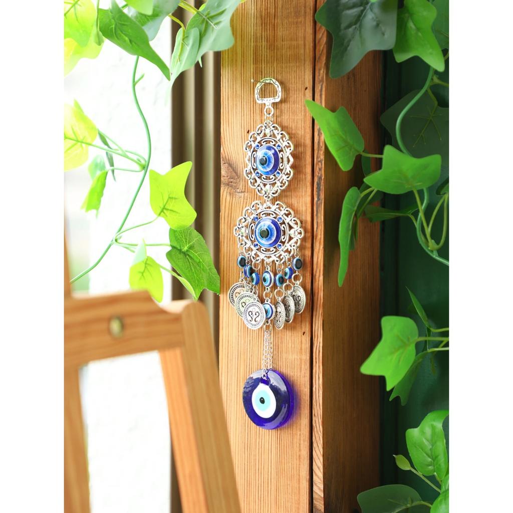 Boho Evil Eye Hanging Wall Decor Metal Pendant Wall Art Hanging Ornament Gothic Home Decor Garden Wind Chimes Outdoor Decoration