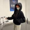 Hooded sweater jacket women's autumn and winter lazy season, casual short top