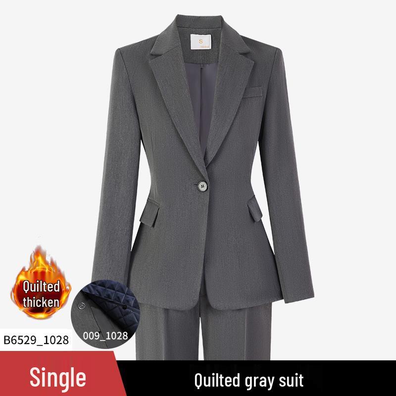 Women's 2025 New Style Dark Blue Padded Professional Suit Set