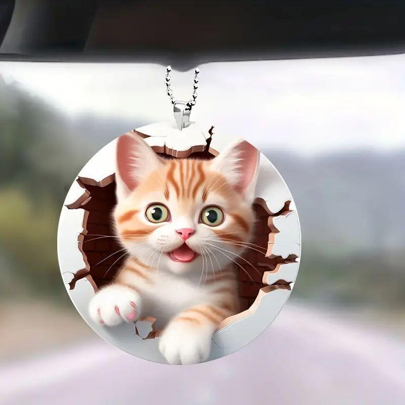 Christmas Charming Acrylic Cat Hanging Decoration Fun Car Interior Ornament For Christmas