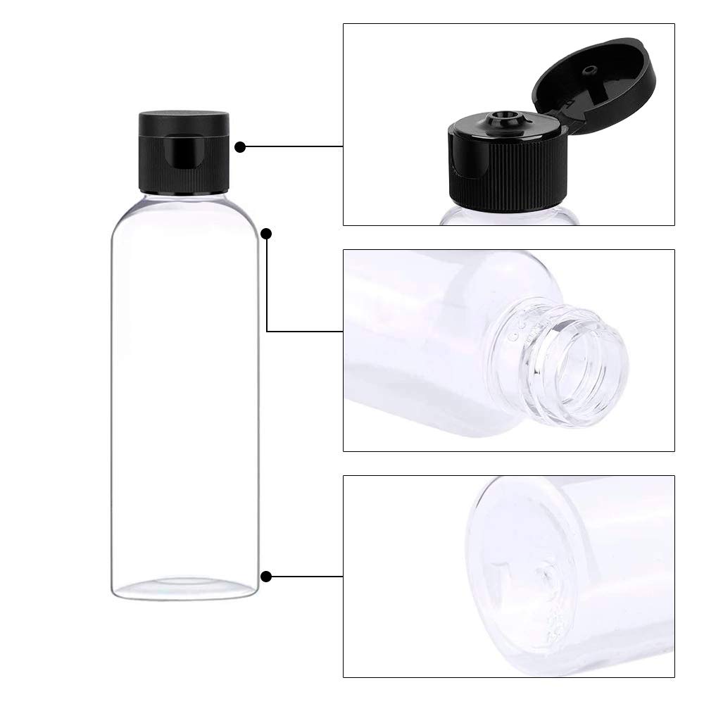 10PCS 10 20 30ml 50 60 100ml Refillable Transparent Bottle Plastic Portable Squeeze Bottle Shampoo Conditioner Travel Container