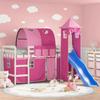 VidaXL Children's Mezzanine Bed with Tower, Raised Bed for Children with Ladder, Bedroom Storage Furniture, Modern, Pink 3207095