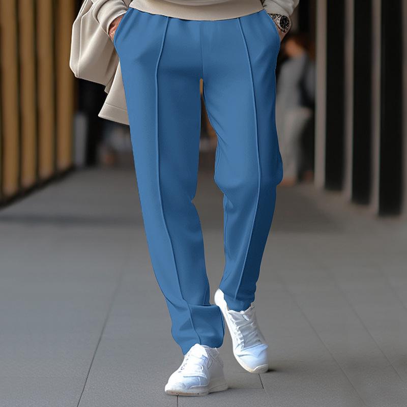 2024 Men's Waffle Casual Pants: Trendy Toothpick Stripe, Comfortable Straight-Fit for Spring & Autumn