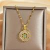 Female Crystal White Blue Zircon Stone Star Skeleton Pendant Necklace Vintage Gold Color Wedding Jewelry For Women