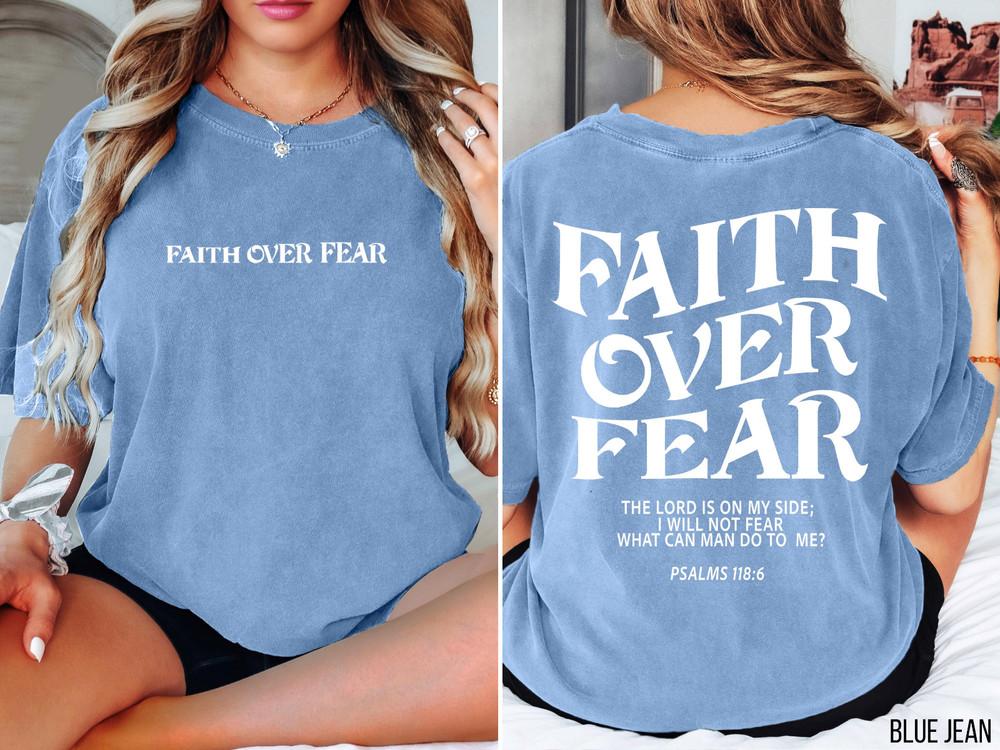 

Faith Over Fear T Shirt, Aesthetic Christian, Bible Verse,Jesus,Church,Religious 2XL