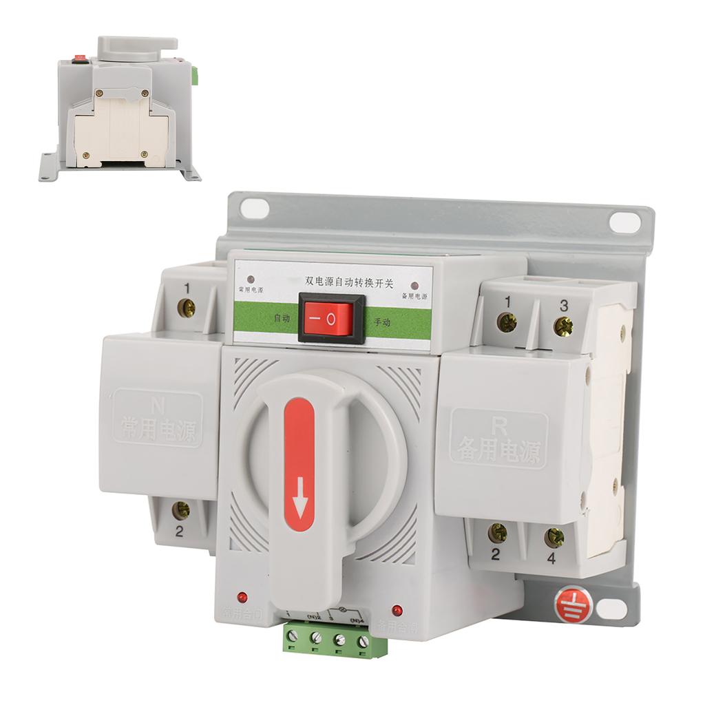 1pc 220V 63A 2P Mini Dual Power Automatic Transfer Switch Circuit Breaker