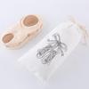 Dance Shoe Storage Velvet Bag with Double Drawstrings - White Ballet Bag with Logo