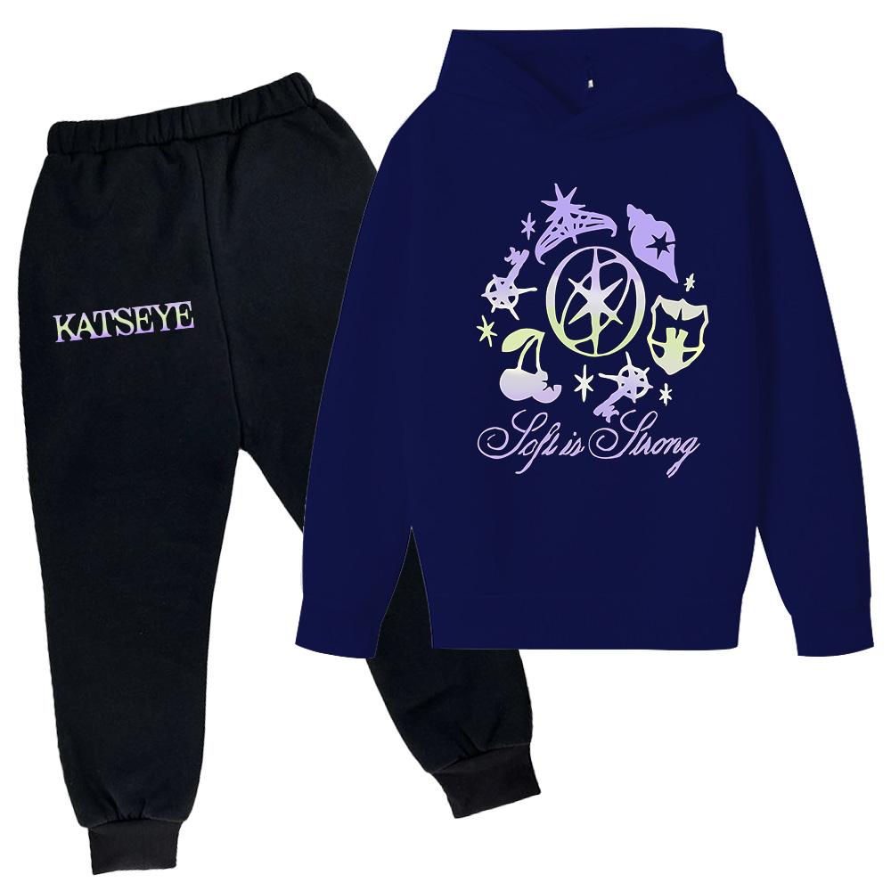 Plyšové kalhoty s dlouhým rukávem, volný svetr s kapucí, sada pro děti