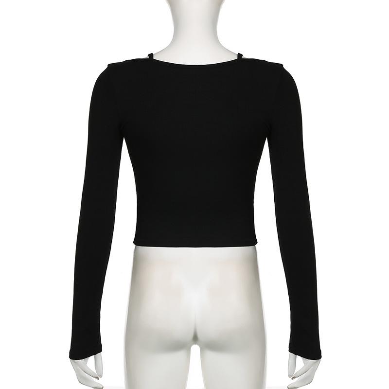 Slimming Square Neck Lace Patchwork Bodycon Top