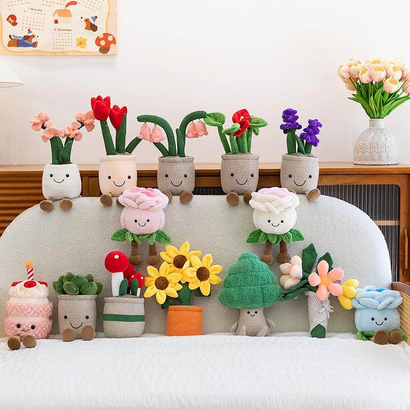 New Doll Creative Tulip Potted Plush Toy Doll Rose Doll