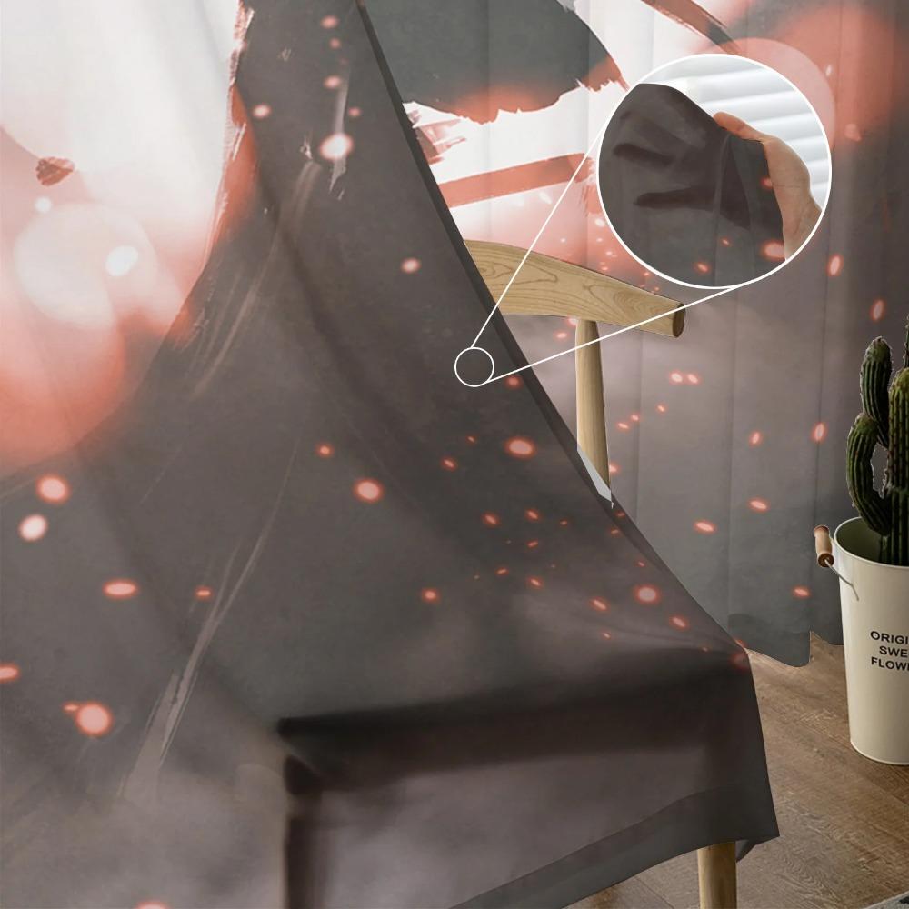 Japanese Anime Character Bushido Translucent Drapes ideal for Living Room Kitchen Tulle Windows Voile Yarn Curtains ideal for Bedroom Space Decor