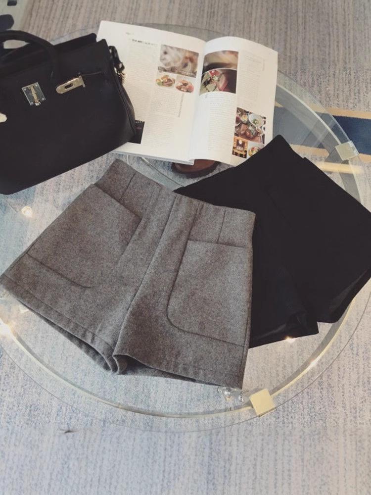 

Женские шерстяные шорты А-силуэта с высокой посадкой - Осенне-зимние повседневные, Слим-фит, Универсальные L (Recommended 105-118 jins)