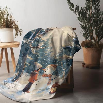 Tuniu Watercolor Snowman Blanket Kids Baby Boys Girls Sofa Bed Throw Warm Cozy Gift