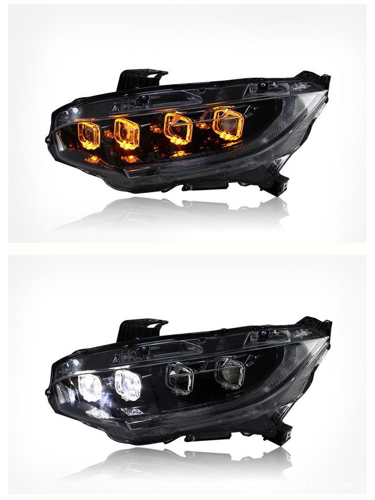 Compatible with Honda Civic (10th Gen) Headlight Assembly – Bugatti-Style LED DRL with Sequential Turn Signal