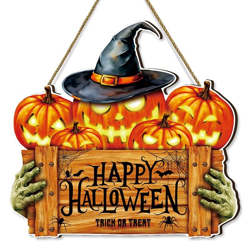 New Halloween party holiday logo house number pumpkin wall decoration wooden listing creative decoration sign