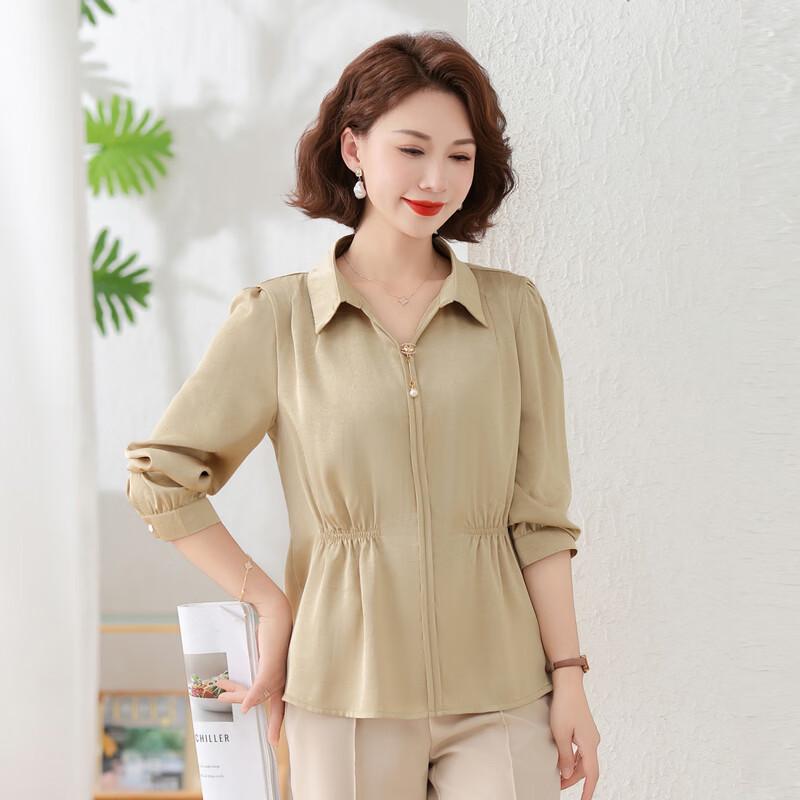 Xiaofu Spring Fashion Long Sleeve Casual Blouse for Middle-Aged Women