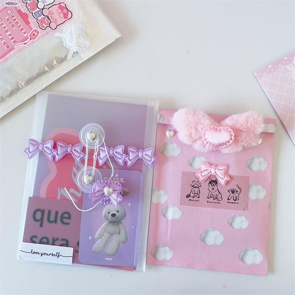 11pcs Ballet Style Bow Heart Decoration DIY Photo Card Cover Packaging Material Home Decor Sewing Supplies Handmade Accessories