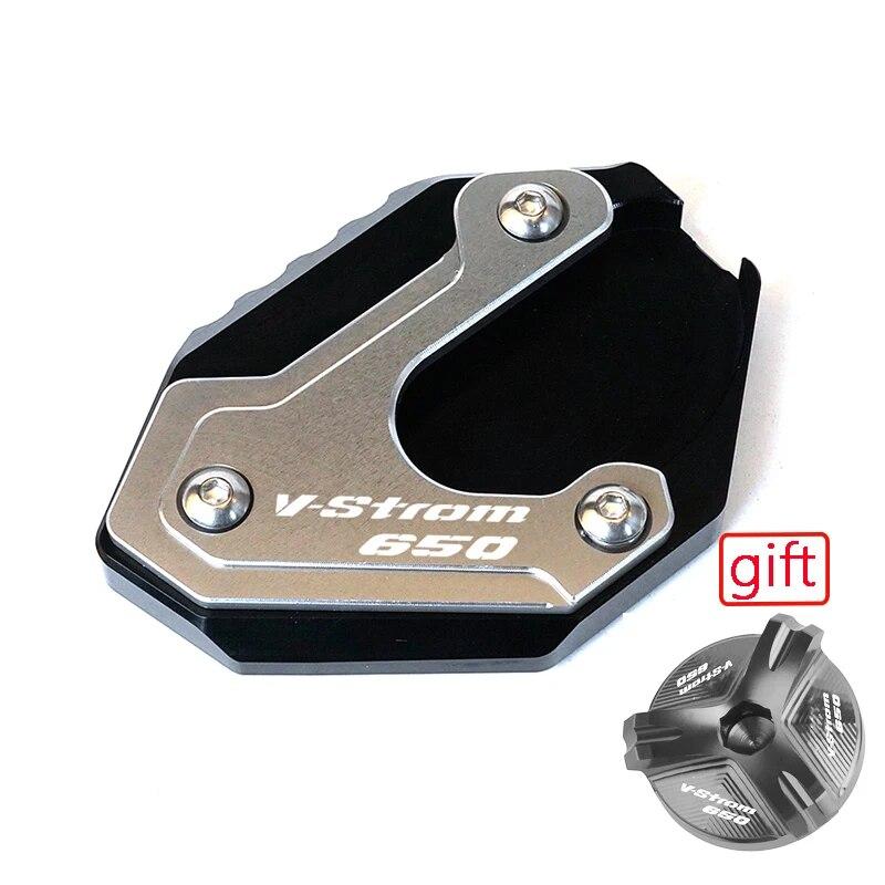 Motorcycle Kickstand Foot Side Stand Extension Pad Support Plate  Oil Filler Cap For SUZUKI V-STROM 650XT VSTROM 650 DL650