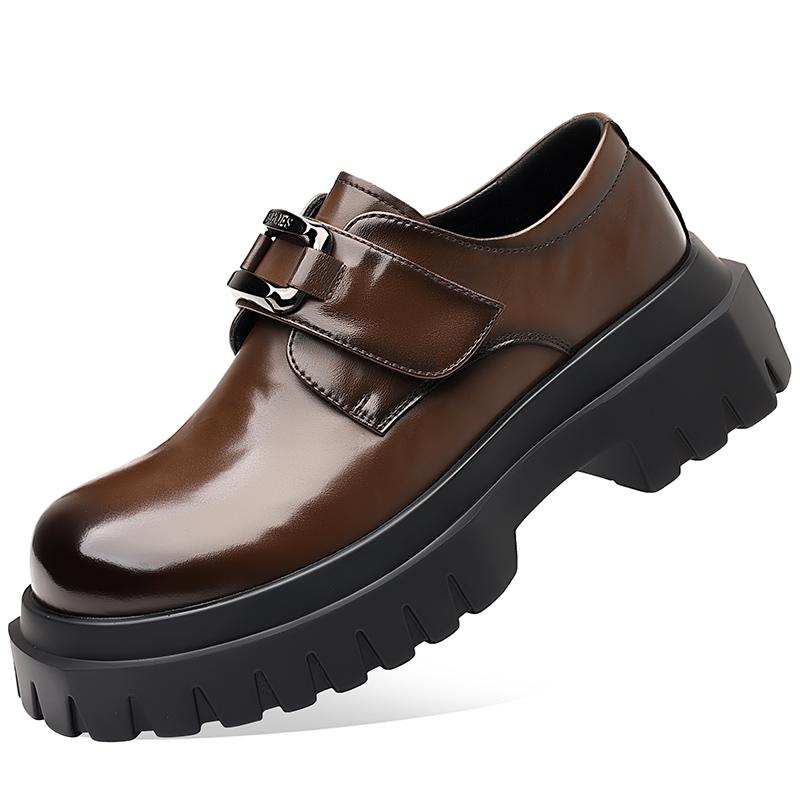 

Fashion Derby Business Men s Leather Shoes Retro British style design Fashion Party Daily Office Thick soled hot selling shoes New 44 коричневый