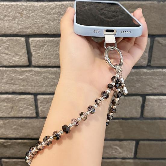 Yousheng Faux Crystal Phone Strap with Detachable Chain Glamorous Phone Lanyard & Purse Charm Adjustable Wrist Chain Fashionable Pendant Bag