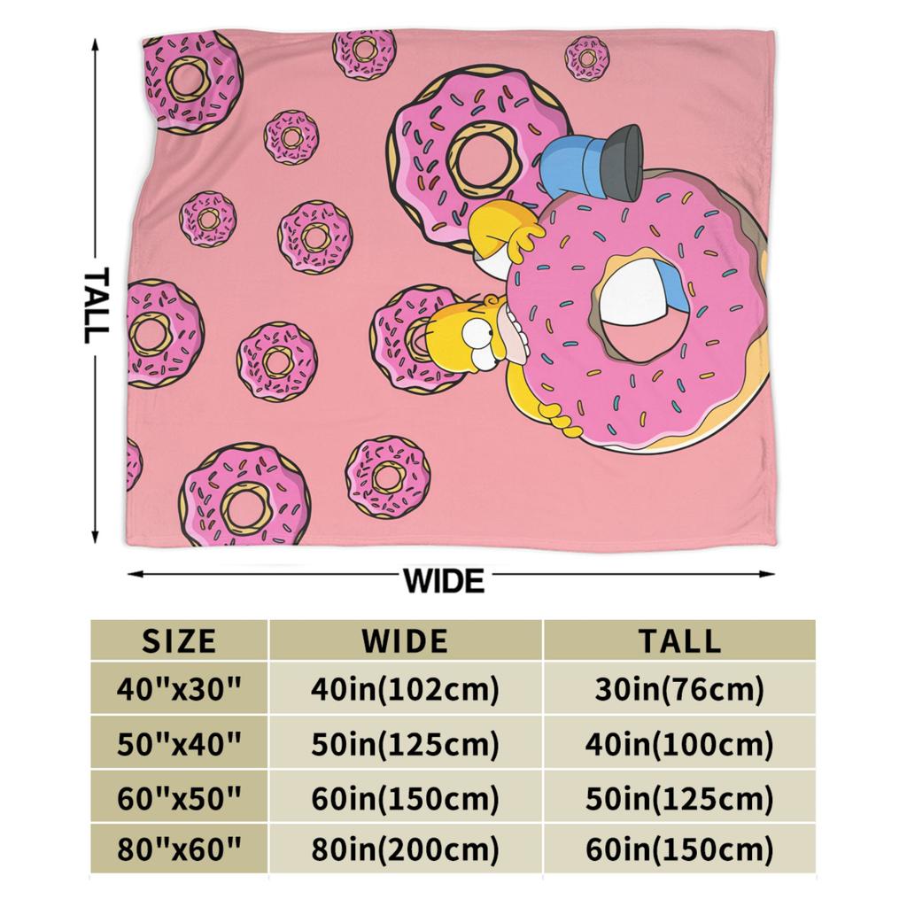 Homer S-Simpson Pink Donut Fun Blanket Quality Soft Bedding Throws Winter Camping Sofa Home Aesthetic Bedspread