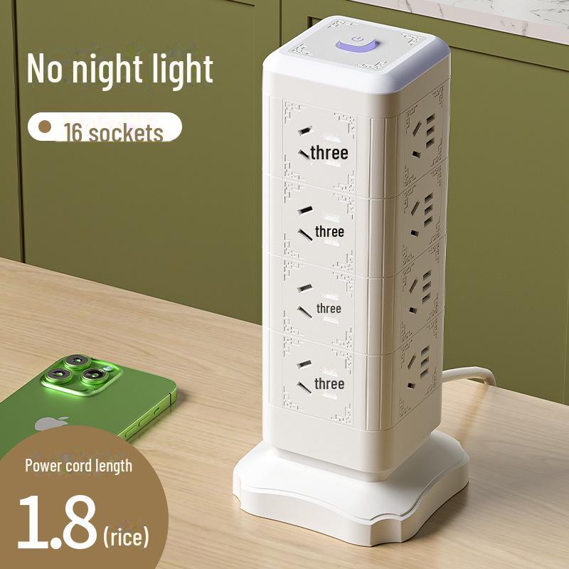 Multi-function Tower Power Strip with USB, Overload Protection, and Night Light