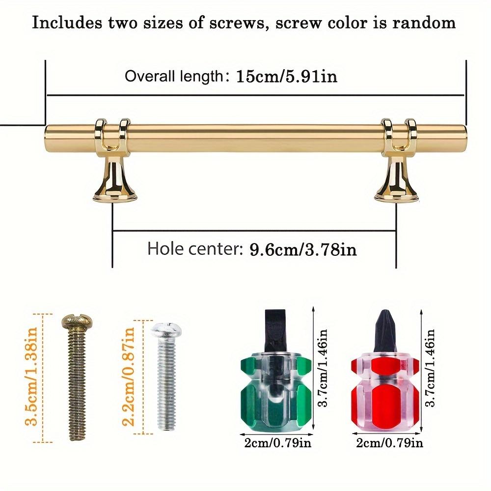 4 pcs Champagne Gold Cabinet Pulls Stainless Steel Kitchen Hardware with Screws and Screwdrivers